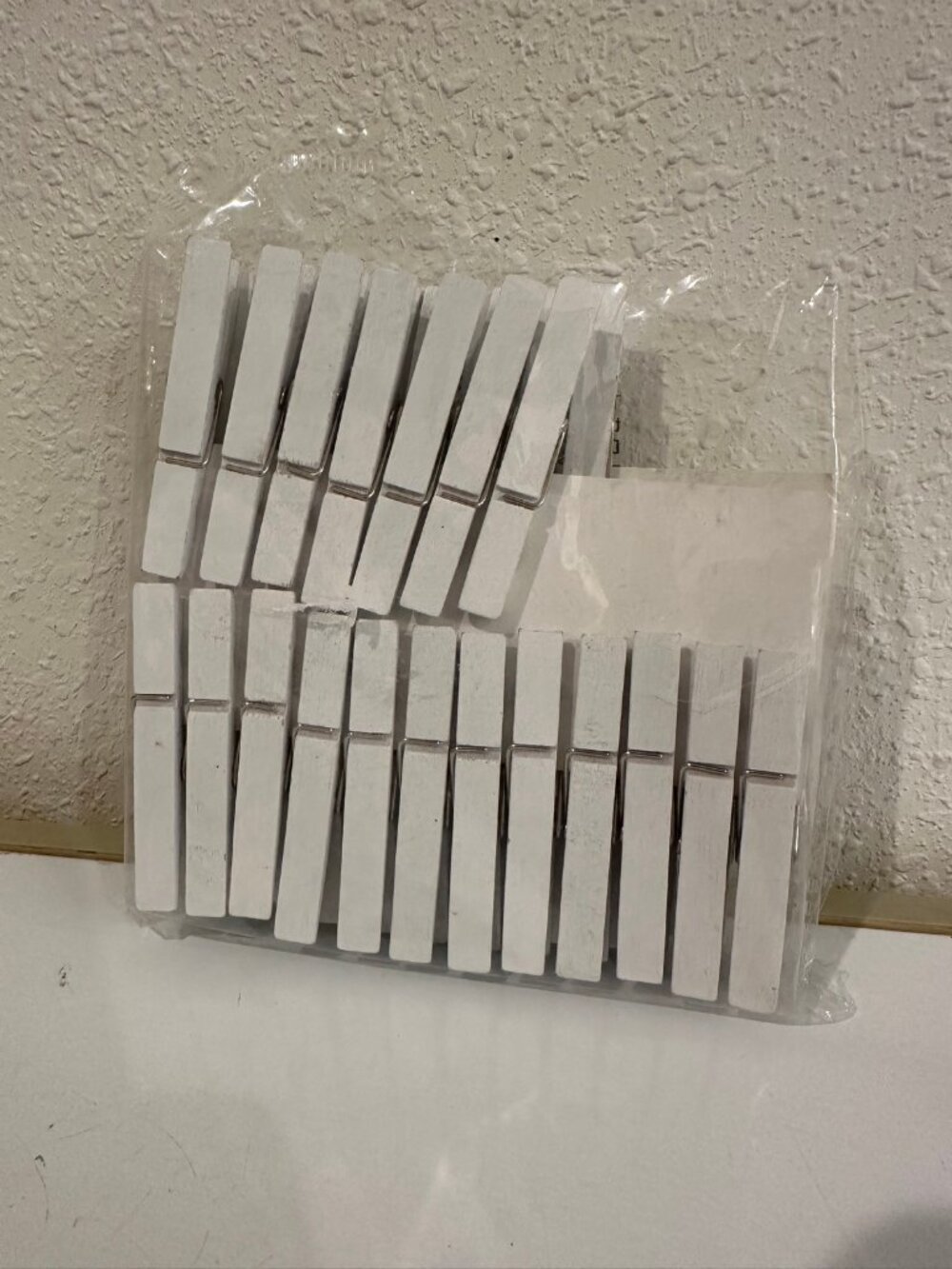White Wood Clothespins, 39 Count — Craft Clips for Photos, Weddings, Decor